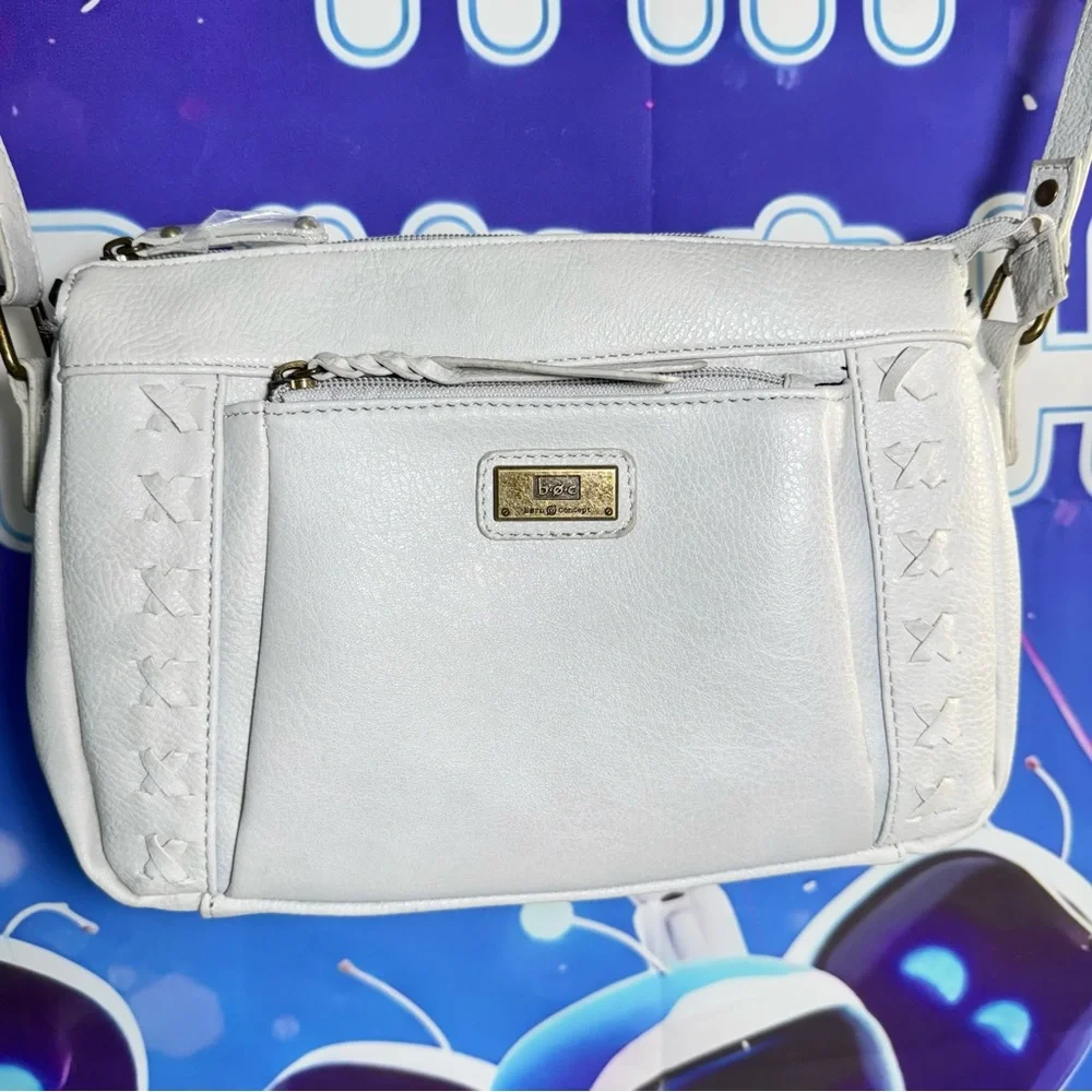 B.O.C.Light GrayCrossbody Bag Faux Leather Purse Small Zip Pocket Boho Stitching